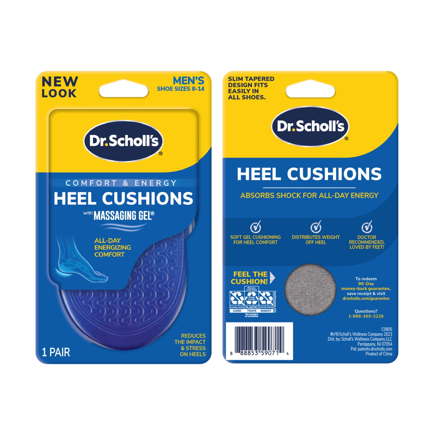 Dr. Scholl's Massaging Gel Advanced Heel Cushions for Men (8-13) Inserts to Relieve Heel Discomfort