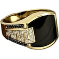thumbnail image 1 of Anillo de cadena de eslabones cubanos de moda para hombre, chap en oro de 18 quilates con ágata negra, anillo de diamantes de lujo clásico que conserva el color, talla 6-13, 1 of 3