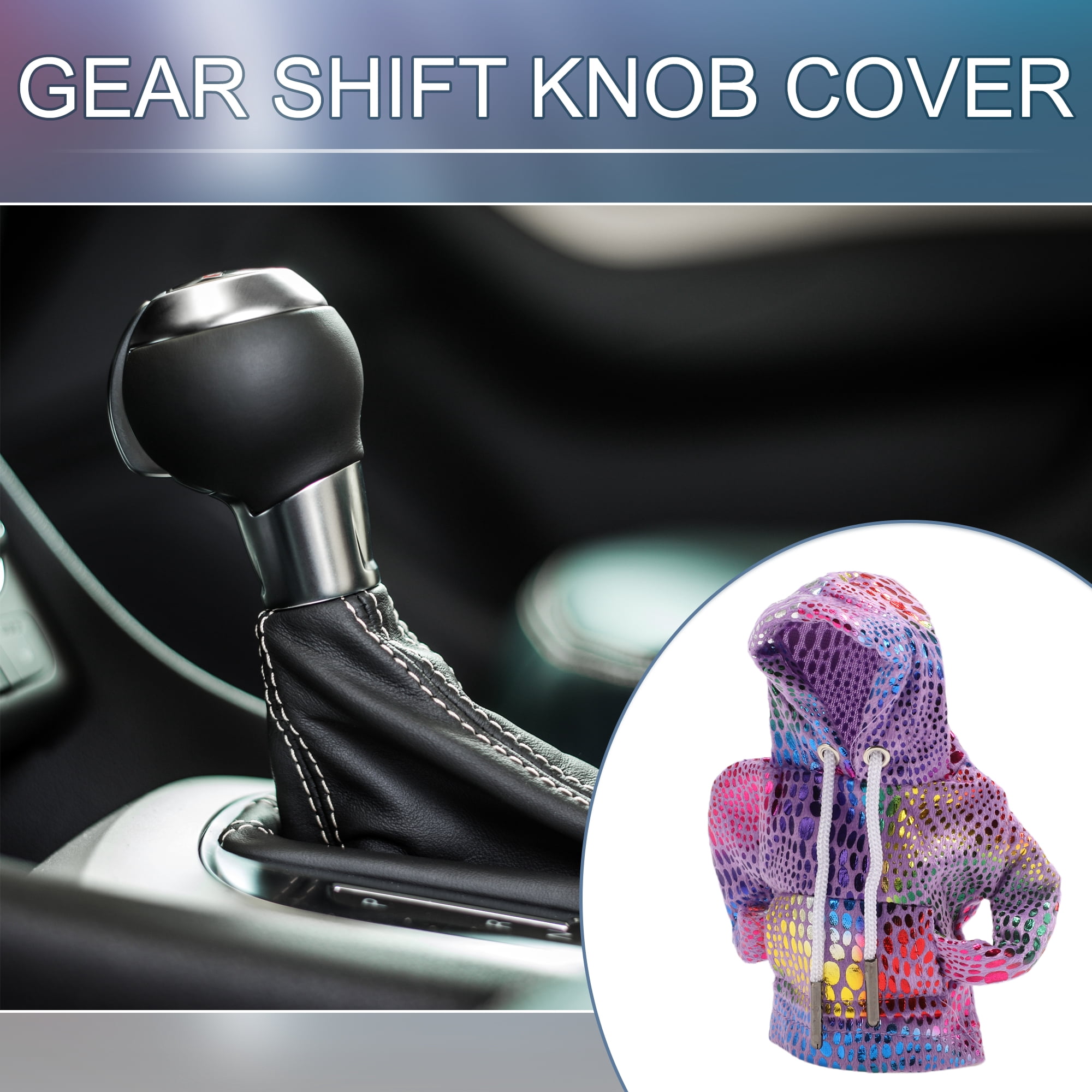 Unique Bargains Shift Knob Cover Reflective Gearstick Hoodie for Car RV Truck Purple