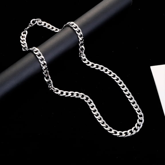 316 Surgical Stainless Steel Cuban Link Chain Necklaces for Men Stainless Steel color 23.62 inch(60cm)