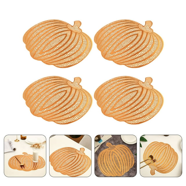 CTIRCHIU 6 Pcs Table Placemats Heat Resistant Pvc Orange Placemats for Home Users and Restaurants