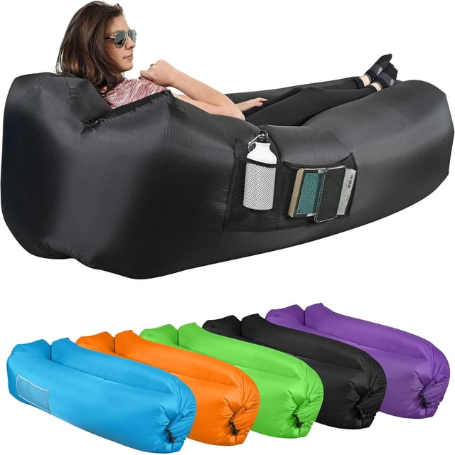 Canapé Gonflable Extérieur - Tissu en Nylon Robuste - Canapé de Camping, Plage, Extérieur Sans Pompe avec Poches en Filet - avec Sac de Rangement