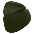 thumbnail image 3 of Ski Mountain Embroidered 12 Inch Long Knitted Beanie - Olive OSFM, 3 of 5
