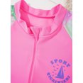 thumbnail image 6 of IEFIEL Kids Girls Cartoon Graffiti Print Swimsuit Short Sleeve Front Zipper Jumpsuit with Skirt Rash Guard Bathing Suit, 6 of 7