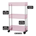 thumbnail image 4 of Simpli Furnished 3 Tier Rolling Cart Plastic Storage with Wheels for Bathroom, Lightweight, 16"w X 5"d X 29.5"h, Pink, 4 of 4
