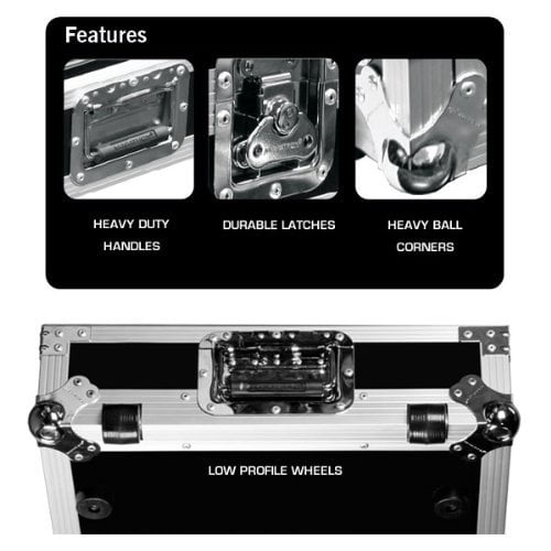 Marathon Flight Road Case MA-DJ12WLT-Standard Holds 2 Turntables In Standard Position 12-Inch Mixer with Low Profile Wheels and Laptop Shelf