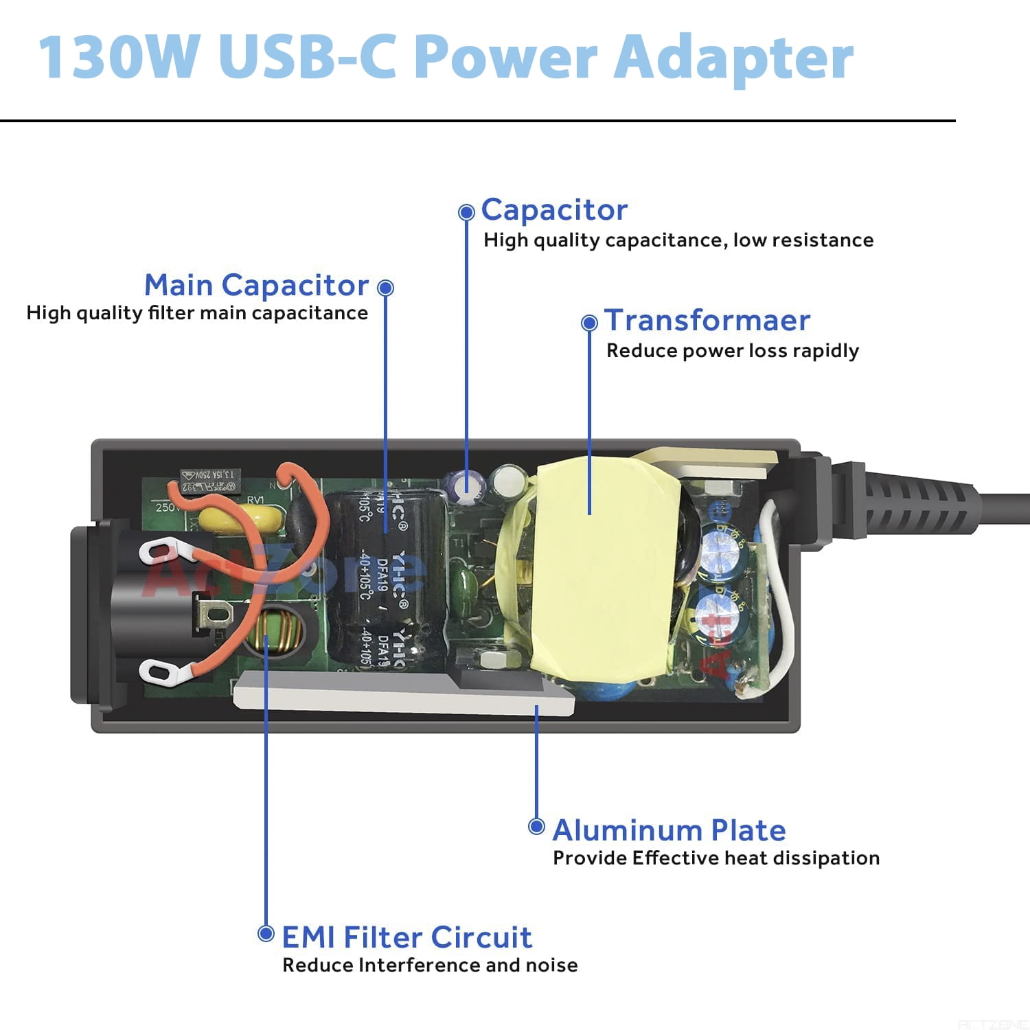 20V 6.5A 130W USB C Type C AC Adapter For Dell XPS 15 9500 9575 2-in-1, Precision 3560  5530 2-in-1 2760, Latitude 5280 5480 7380 Laptop Power Supply Cord