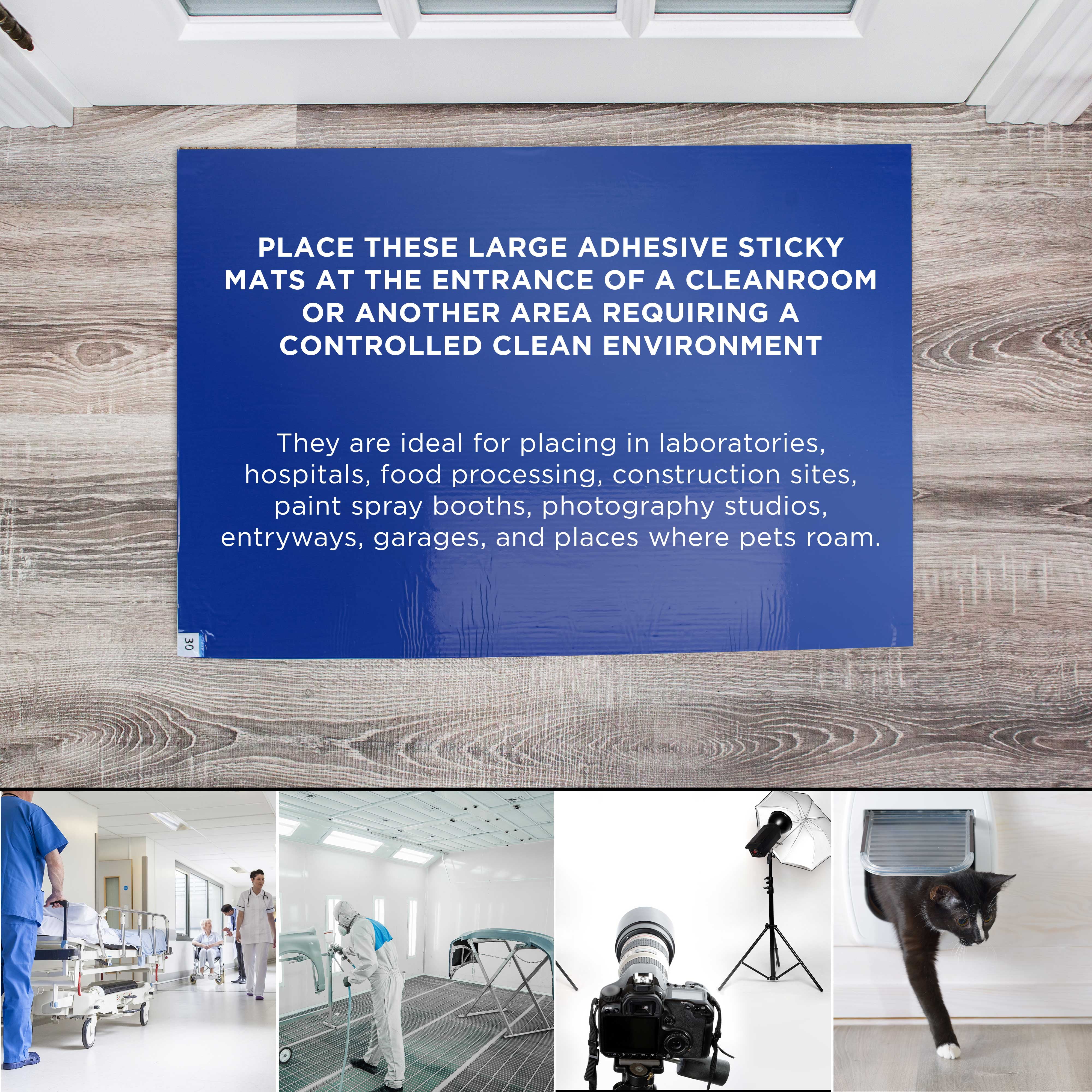 Master Elite Sticky Tacky Adhesive Cleanroom Floor Mats, 24" x 36", 4 Packs of 30 Blue Sheets Each - For Laboratory, Paint Spray Booth, Construction Sites - Trap Remove Dirt, Dust, Shoe & Pet Debris