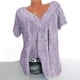 thumbnail image 1 of Fiudx Ofertas Flash Del Día Blusa Estampada de Manga Corta con Cuello En V para Mujer Blusas Tipo Jersey, 1 of 4