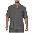 thumbnail image 5 of Turilly Mens Shirts Men's Fashion Casual Solid Color Button Short Sleeve Round-Neck Blouses, 5 of 5