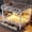 White, variant on Queen Over Queen Metal Bunk Bed with Storage Shelves and Drawers, LED Lights and USB Ports, Convertible Lower Bed to Sofa, Space-Saving for Bedroom, Black