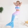 thumbnail image 3 of CARETOO Girls Swimsuit 3PCS Mermaid Tail Swimming Suits Kids Summer Tankini Set Multi Ruffled Halter Colorful Fish Scale Pattern Swimwear 4-10 Years Princess Bathing Suit, 3 of 6