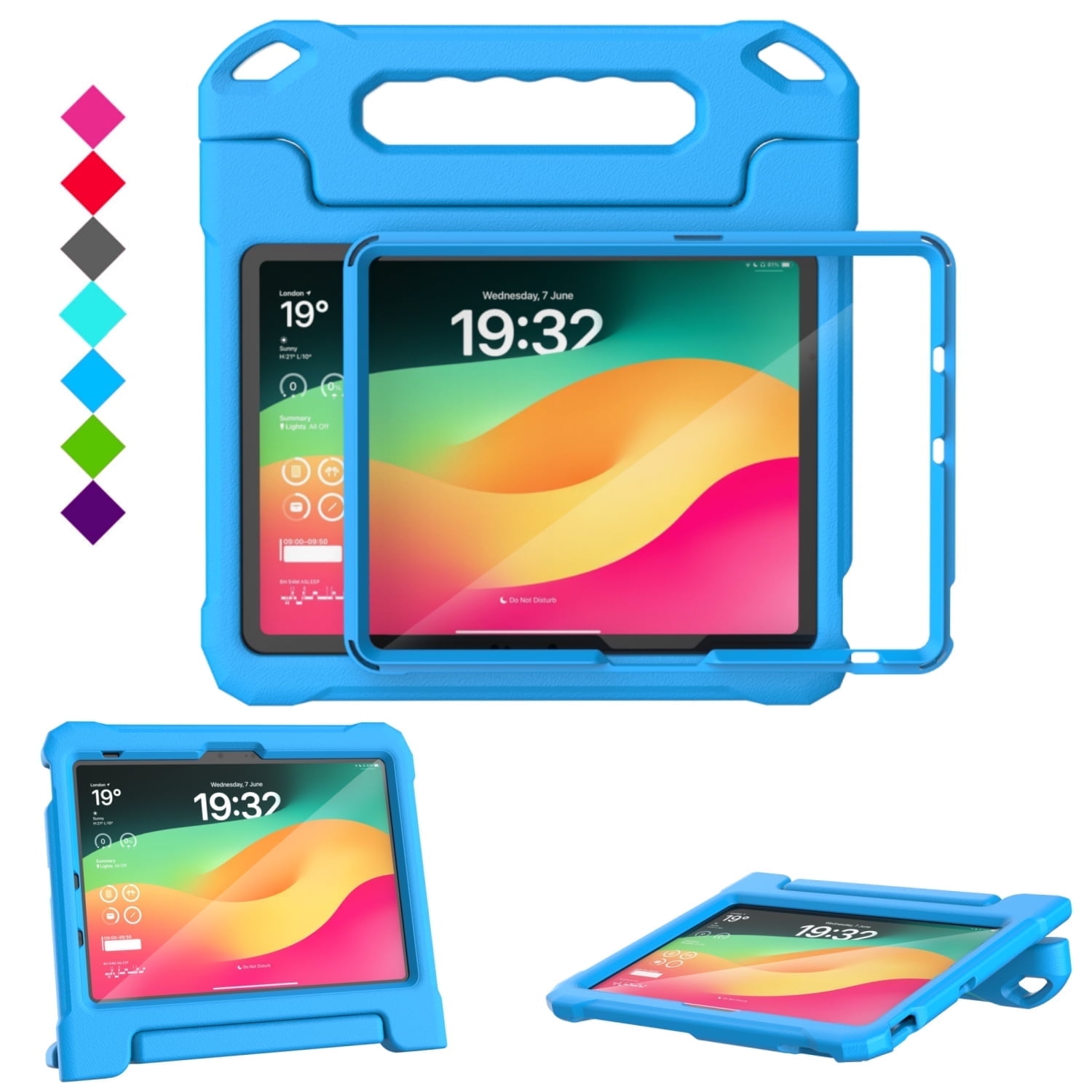 Kids Case for iPad A16 11th Generation 2025/iPad 10th Generation 2022 with Pencil Holder, iPad 11/10 Case Shockproof Lightweight Cover Built-in Screen Protector with Stand Convertible Handle