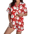 thumbnail image 2 of Pyjama pour Femmes en Satin de Soie à Imprimé Graphique, Mignon, Tenue de Nuit, Boutons, Hauts à Manches Courtes, Ensembles de Shorts, 2 of 5