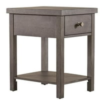 Modern Farmhouse Dark Gray Drawer Chair Side Table