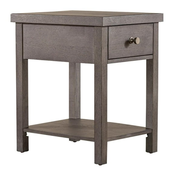 Modern Farmhouse Dark Gray Drawer Chair Side Table