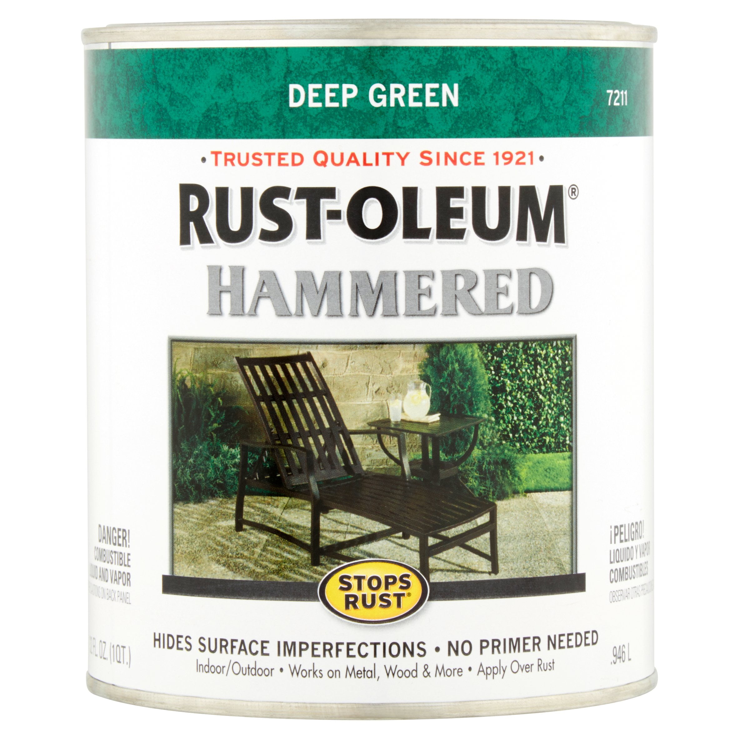 Rustoleum Stops Rust 7211502 1 Quart Deep Green Gloss Hammered Metal
