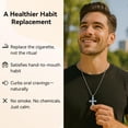 thumbnail image 2 of Inhalador de aromaterapia para aliviar el estrés, reducir la ansiedad, meditación, respiración consciente, collar colgante de cruz de acero inoxidable, negro., 2 of 2