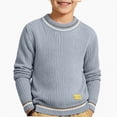 thumbnail image 2 of NORO ARK Kids Sweater (0-11 Years) Thickened Knitted High Collar Long Sleeved Acrylic Light Blue Size 4T, 2 of 6