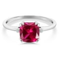 thumbnail image 2 of Gem Stone King 2.51 Ct Cushion Red Created Ruby White Diamond 10K White Gold Ring, 2 of 5