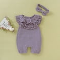 thumbnail image 4 of SPRING PARK 2Pcs/Set Infant Baby Girls Romper Outfit Multi-layered Collar Jumpsuit Headband Set Clothes, 4 of 8