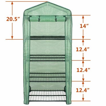 4-Tier Mini Greenhouse – 27x19x62 Inch Portable Indoor/Outdoor Greenhouse With Clear PVC Cover, 4 Shelves