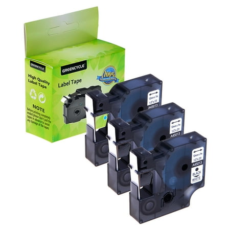 Label Maker 210d Kit GREENCYCLE Compatible Dymo D1 45013 Label Tape S0720530 0.47 Inch (12mm) x 23 Feet (7m) use in Dymo LabelManager 100 200 210D 280 300 LabelManager PC LabelWriter Duo Printer (3 Pack, Black on White) ()
