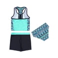 thumbnail image 2 of TiaoBug Nimiya Kids Girls 3Pcs Tankini Swimwear Outfit Hawaiian Print Tank Top Swim Shorts Briefs Swimsuit, 2 of 7