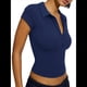 thumbnail image 3 of de Corta con Cuello en V y Botones para Mujer Azul Marino XL, 3 of 8