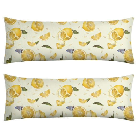 Vintage Lemon Print Body Pillow Cover 20x54 - Retro Bright Yellow Fruit Design Cozy Full Body Pillowcase for Sleeping & Decor