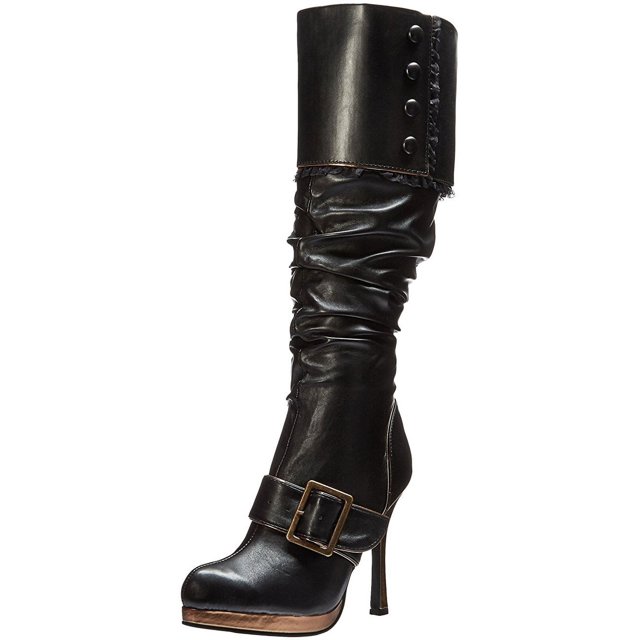 Botas Altas hasta la Rodilla para Disfraz de Mujer Grace, Color Negro: Talla 7