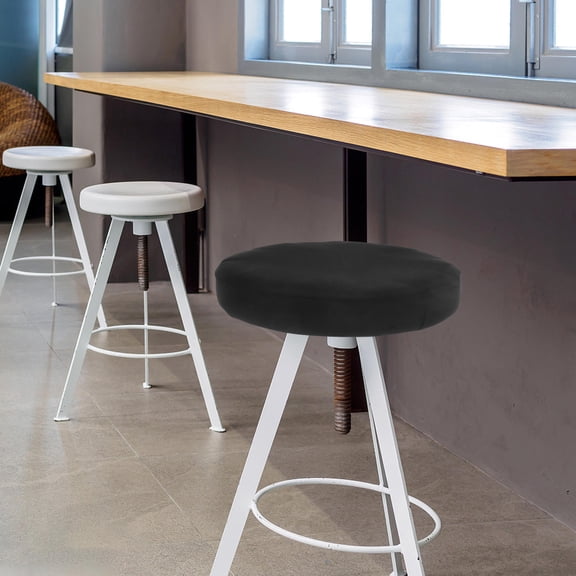 BESTYASH 2Pcs Round Stool Covers Black Stretchable Slipcovers for Comfortable Seating in Office Home