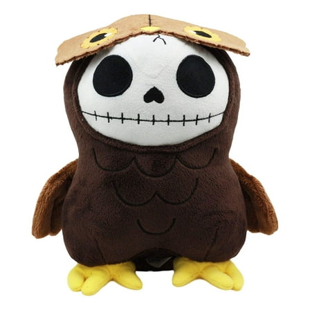 Ebros Larger Furry Bones Skeleton Hootie The Brown Owl Plush Toy Doll Collectible 9" Tall Collectible Forest Owl Skeleton Doll
