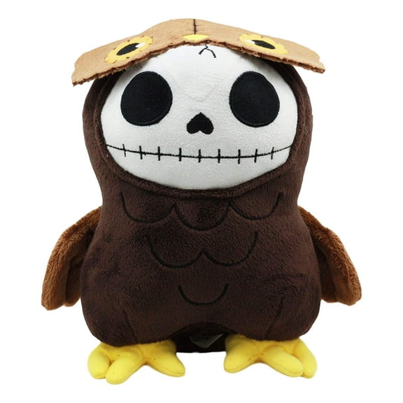 Ebros Larger Furry Bones Skeleton Hootie The Brown Owl Plush Toy Doll Collectible 9" Tall Collectible Forest Owl Skeleton Doll
