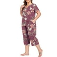 thumbnail image 4 of Cueply Women Plus Size Pajamas Set Short Sleeve Pjs Sleepwear Loungewear Nightwear with Pockets, 4 of 7