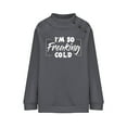 thumbnail image 4 of Savings Women's Long Sleeve Crewneck Letter Printed Side Buttons Tunic Shirts Trendy Casual Pullover Sweatshirts Gray,M, 4 of 6