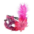 thumbnail image 1 of Unique Bargains Masque de Fête Demi-Visage Plume d'Autruche pour Mascarade Rouge Rose PVC, 1 of 5