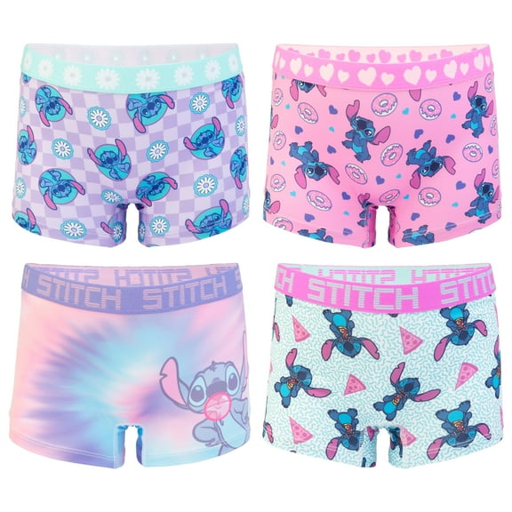 Stitch Girls Boyshort Character Underwear, 4-Pack, Size 4-10