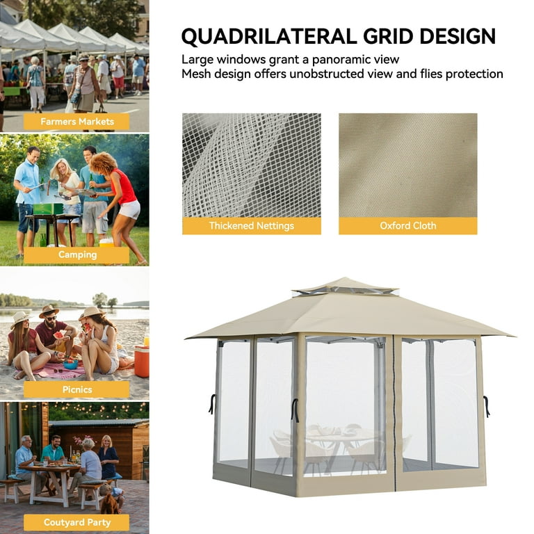Dextrus Patio Gazebo 12x12ft Double Roof Pop Up Gazebo
