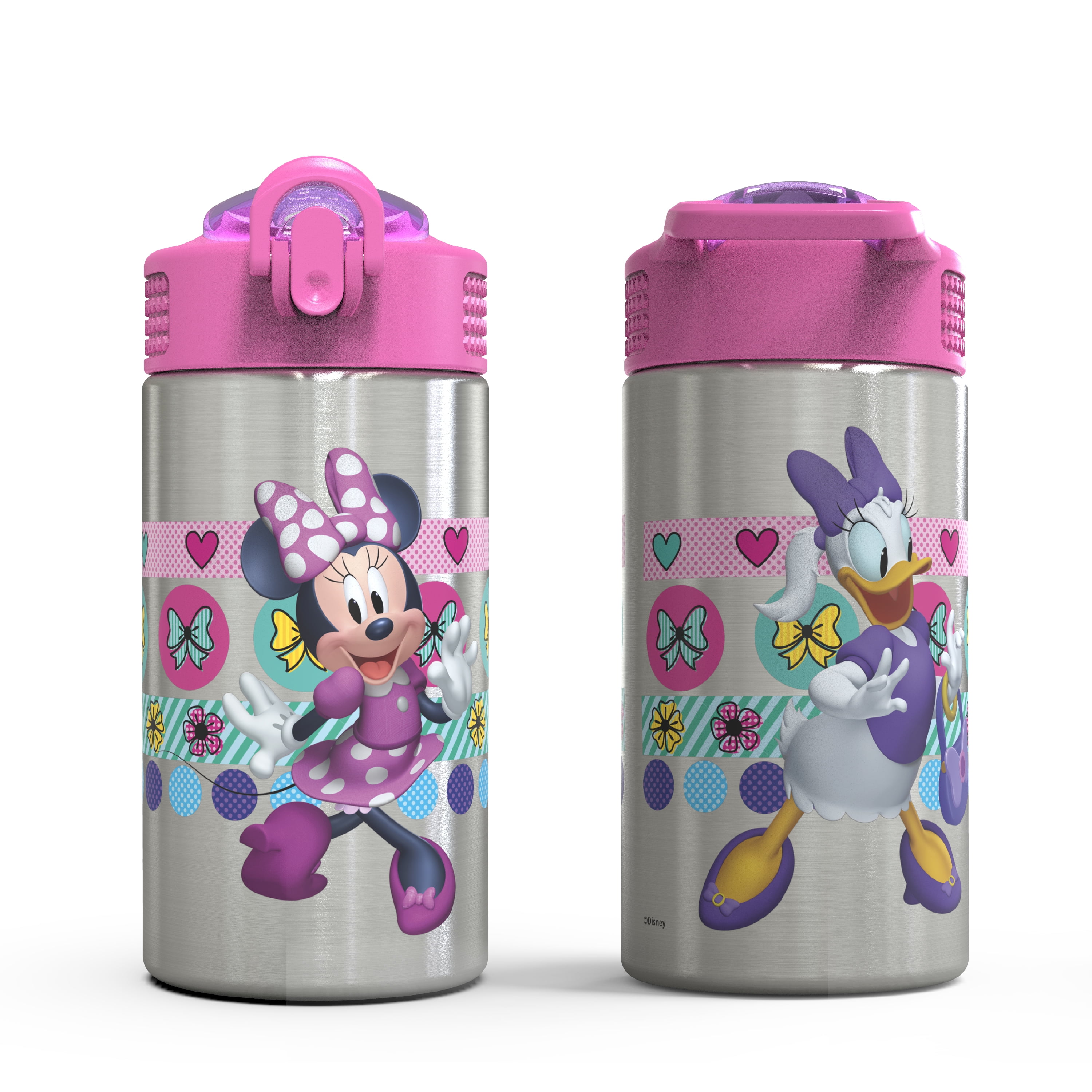 Zak Designs Disney 18/8 Stainless Steel Kids Water Bottle with Flip-up  Straw Locking Spout Cover, Durable Cup for Sports or Travel (15.5oz, 15.5  OZ Minnie Mouse (MMPV-S731)