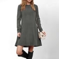 thumbnail image 2 of Long Sleeve Dress for Women Crew Neck Empire Waist Tunic Dress with Pockets, 2 of 9