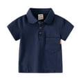 thumbnail image 2 of FLMEI Kids Toddler Boys T-Shirts Summer Cotton Tops Short Sleeve Lapel Shirts Solid Colours Soft Tees for 1-7years, 2 of 9