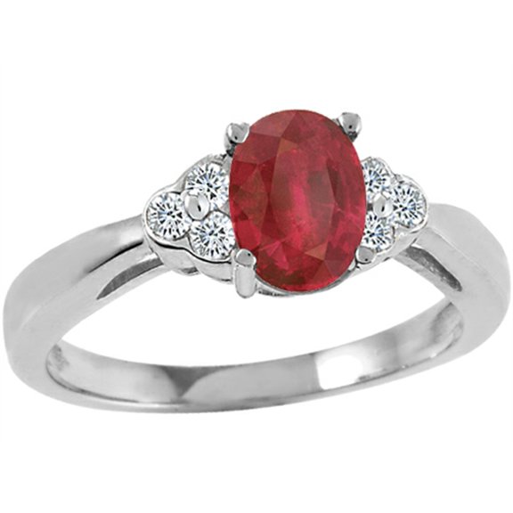 Tommaso Design� Genuine Ruby Oval 7x5mmand Diamond Ring