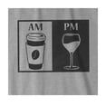 thumbnail image 2 of 9 Crowns Tees Morning Coffee and Evening Wine Funny T-Shirt (Unisex Htr Gray, X-Large), 2 of 3
