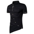 thumbnail image 1 of Mefallenssiah Hauts pour Hommes, Liquidation Mode Décontractée Couleur Unie Bas Pointu Ourlet Bas Manches Courtes Col Montant Chemises, 1 of 6