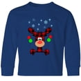 thumbnail image 3 of Inktastic Cute Flannel Reindeer with Christmas Bulbs and Snowflakes Long Sleeve Youth T-Shirt, 3 of 5