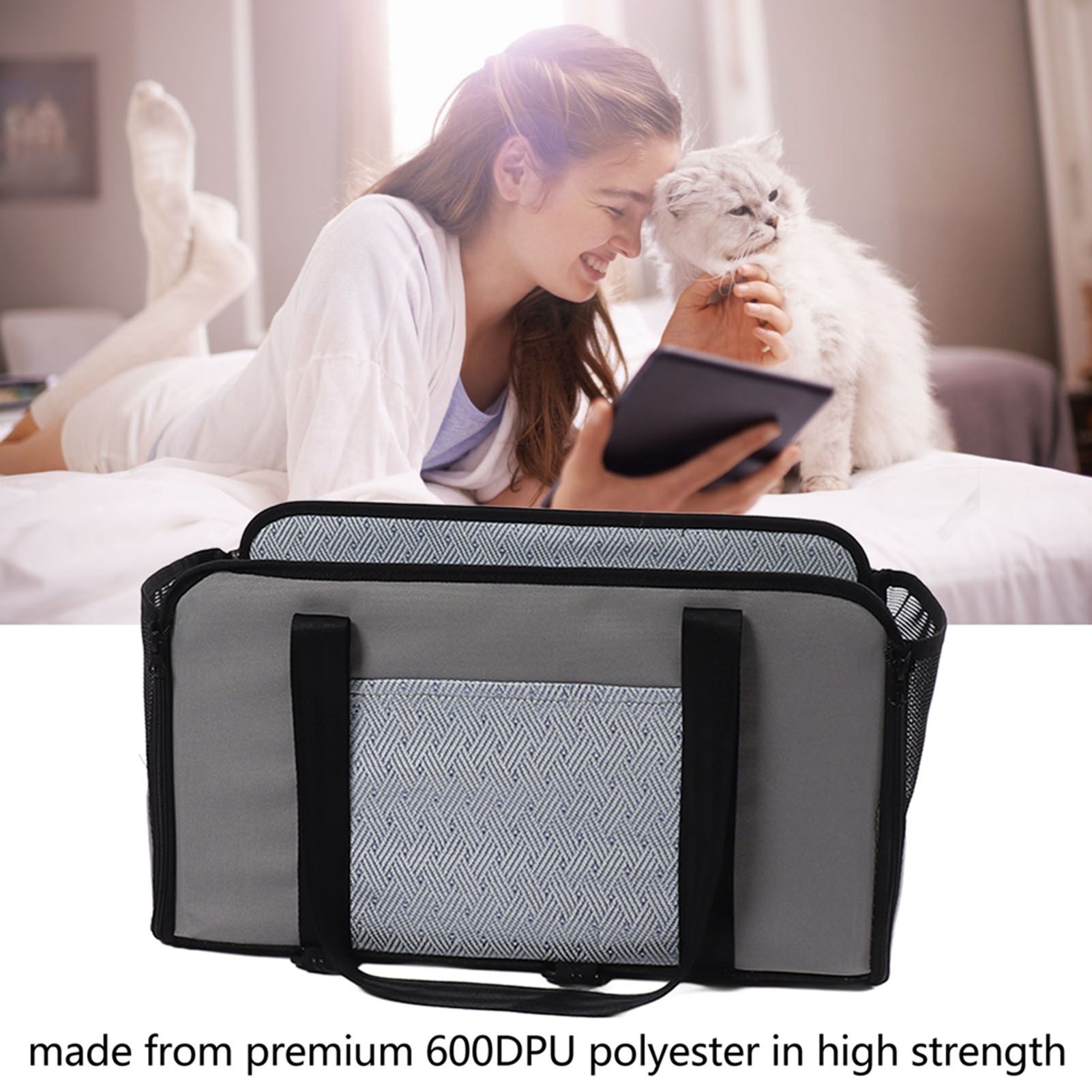 M Buder Dog Car Basket High Strength 600DPU Polyester Portable Pet Booster Seat Travel Chair for Cat Puppy, 17.7 inches / 45 cm