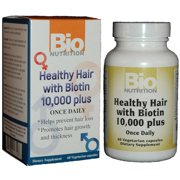 Bio Nutrition Inc Healthy Hair with Biotin, Vegetarian Capsules, 60 CT