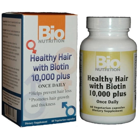 Bio Nutrition Inc Healthy Hair with Biotin, Vegetarian Capsules, 60 CT