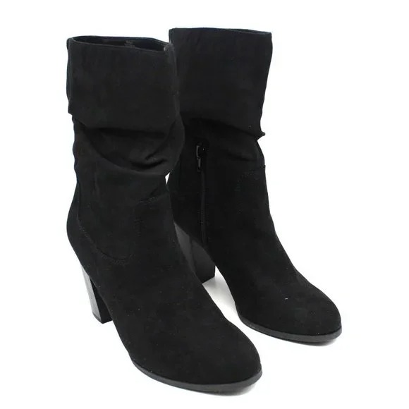 Round Toe Buckle Slouch Flat Heel 